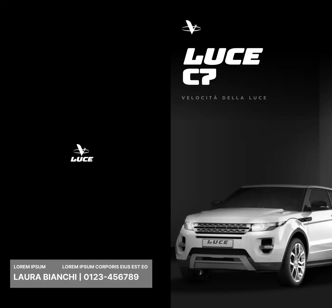 Promozione auto della concessionaria con design nero, semplice ed elegante con foto di automobili