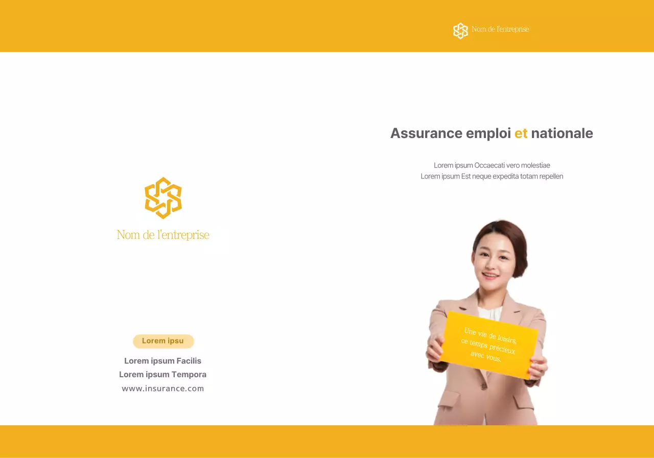 Un texte et une image simples de couleur jaune faisant la promotion du régime d'assurance nationale.