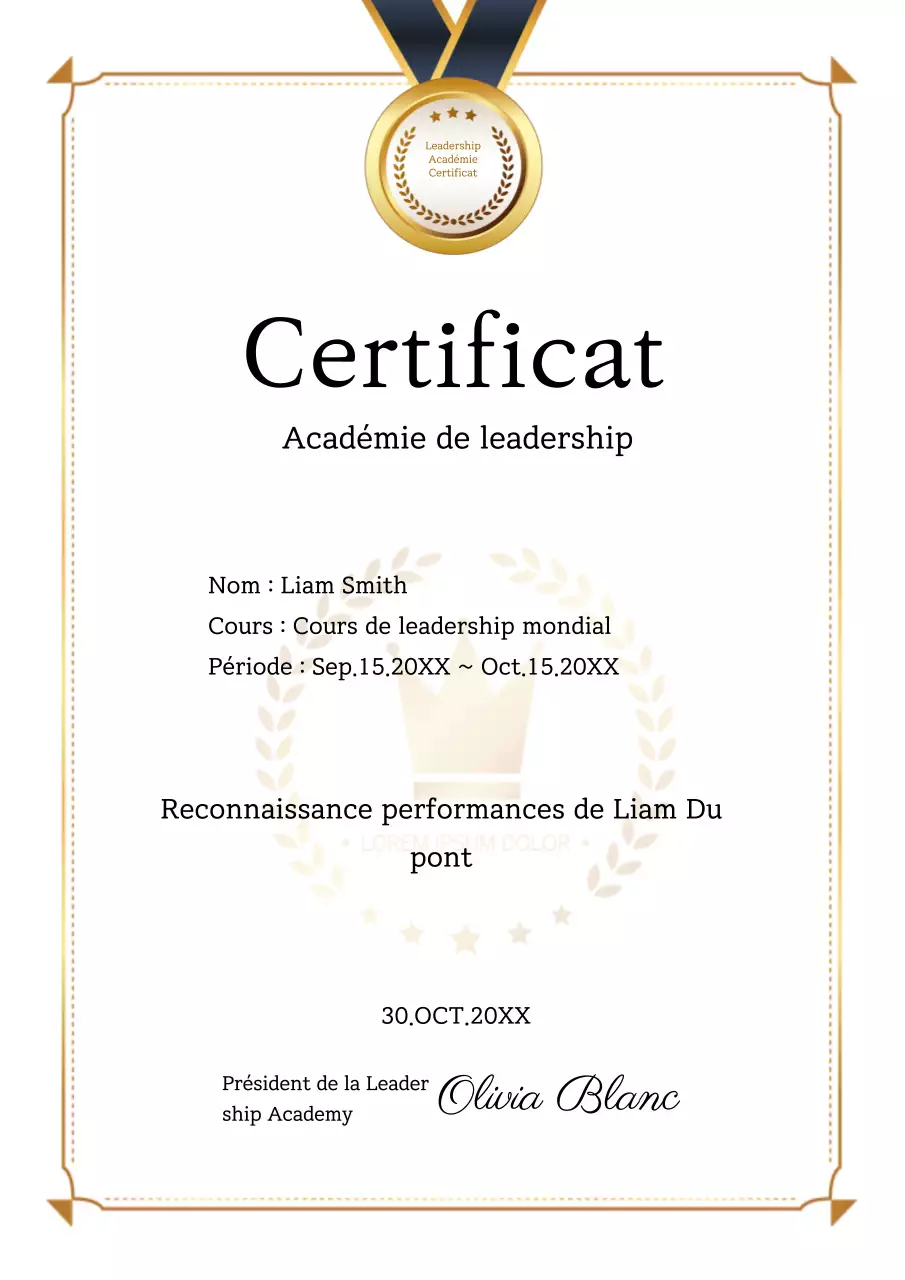 Leadership Academy Certificate Training Business Listing Document Template