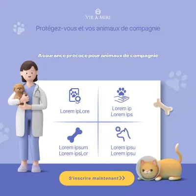 Blue Simple Pet Insurance 3D Square Social Media
