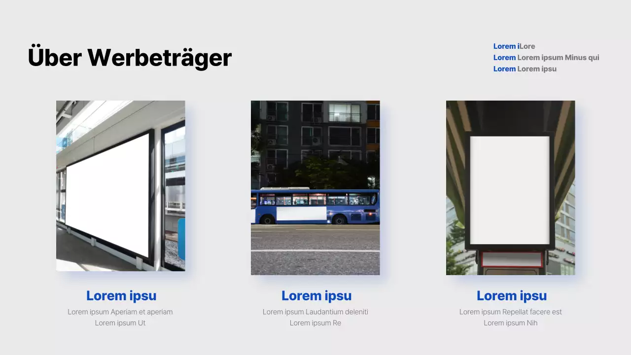 Einfacher hellblauer und blauer Werbemittelvorschlag