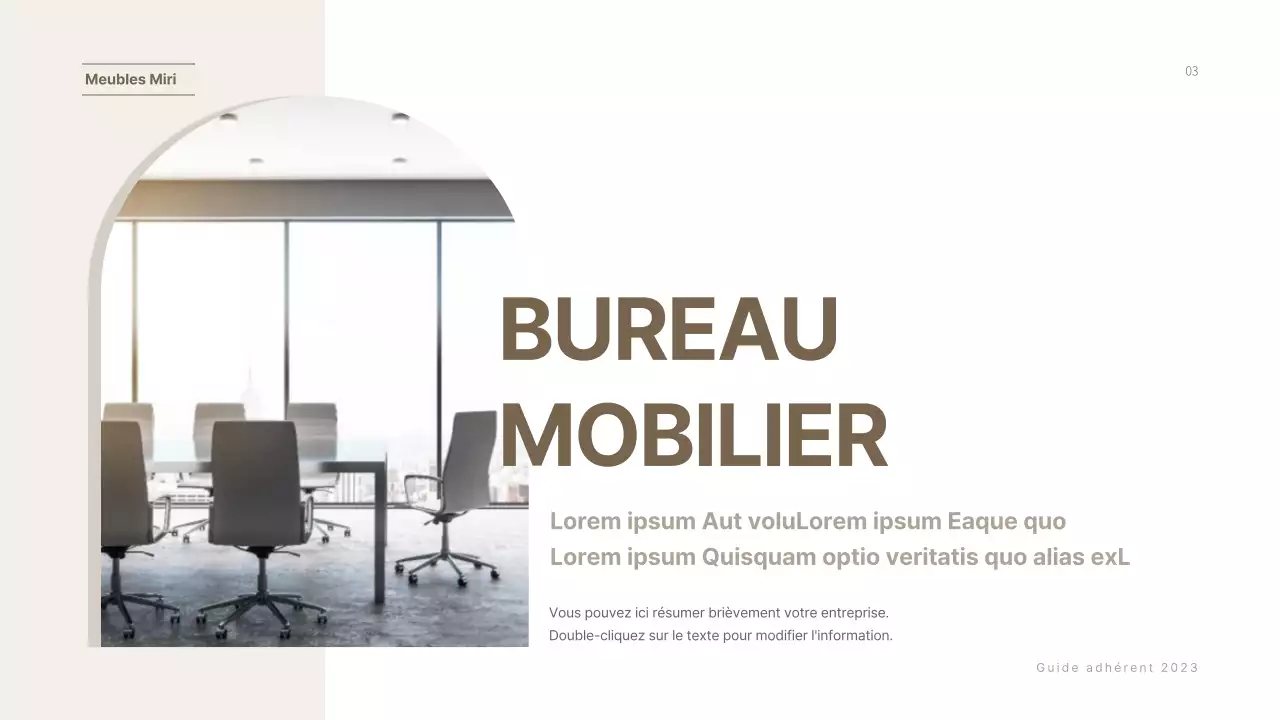 Présentation de la proposition de service d'affiliation du mobilier d'entreprise de Braunton