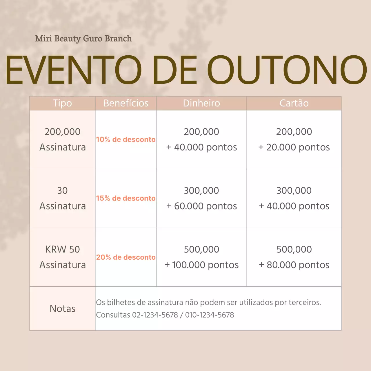 Pink Beige Calm Beauty Shop Evento de adesão de outono