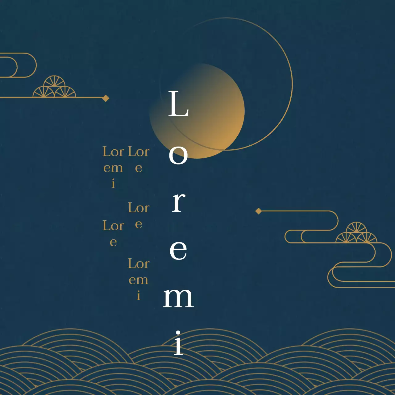 Een eenvoudige turquoise en gele Chuseok-groet