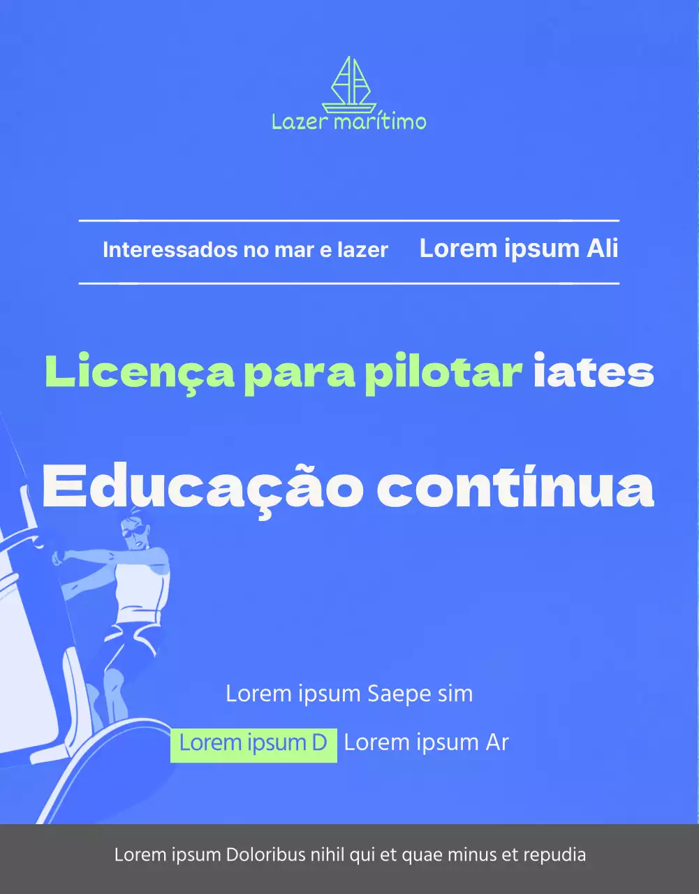 Um guia para a formação de uma licença de piloto de iate com as cores vivas da lima e do azul