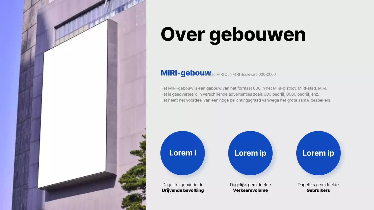 Eenvoudig lichtblauw en blauw advertentie media voorstel