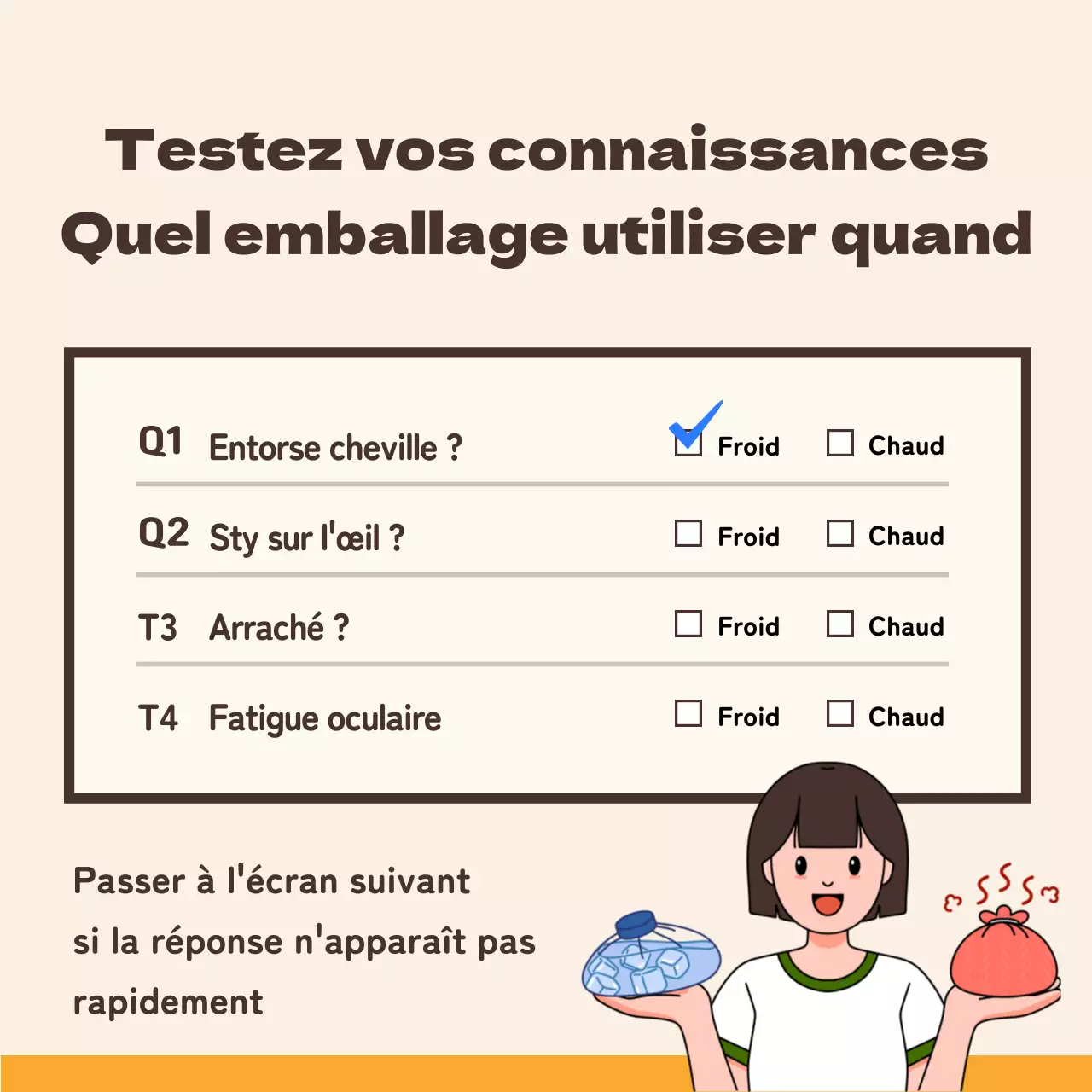 Des cataplasmes contextualisés avec un concept de bande dessinée jaune et marron