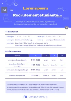 Recrutement pour un cours de vacances d'été bleu et simple