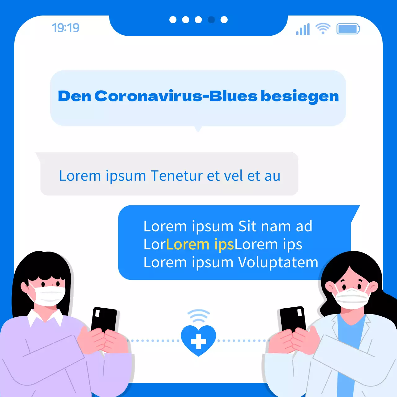 Corona Blue mit blauem Chat-Thema