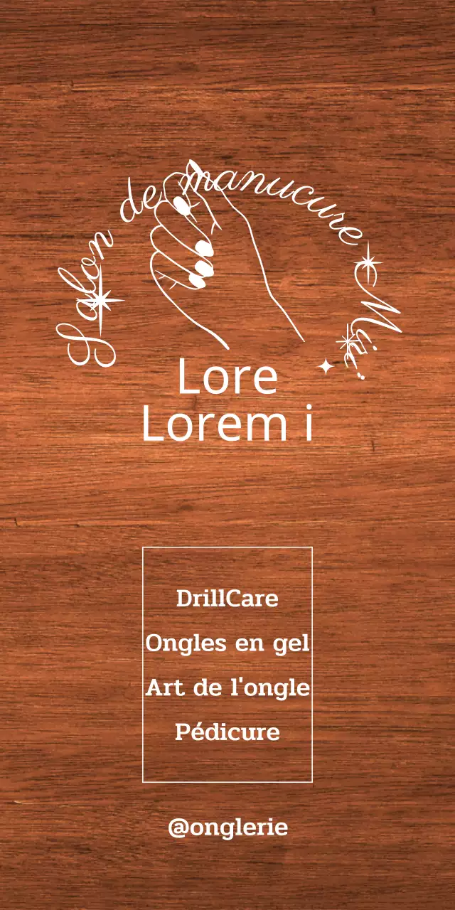 Enseigne classique de salon de manucure avec texte blanc et illustration au trait d'une main étoilée.