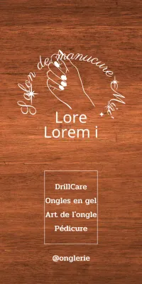 Enseigne classique de salon de manucure avec texte blanc et illustration au trait d'une main étoilée.