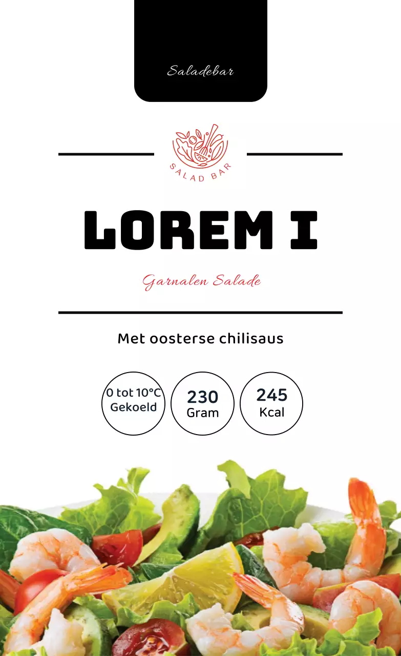 Etiket salade zwart rood foto