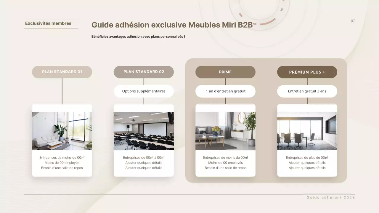 Présentation de la proposition de service d'affiliation du mobilier d'entreprise de Braunton