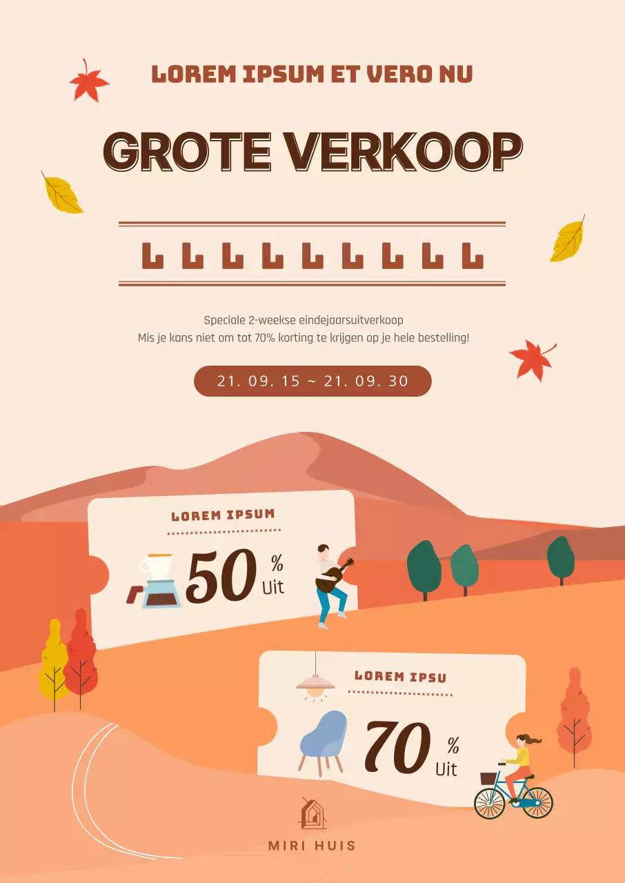 Beige en bruine herfst illustratie magazijn drop-off evenement