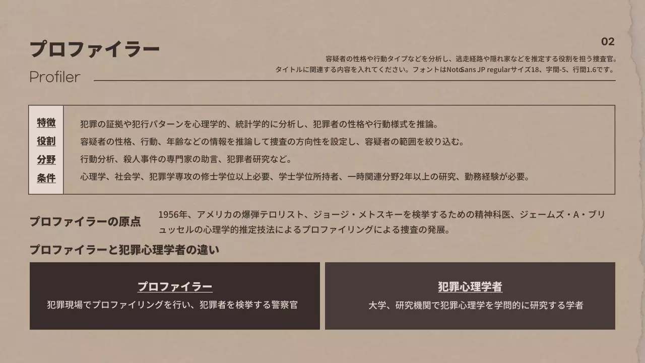 茶色の紙をテーマにした犯罪心理学研究発表資料