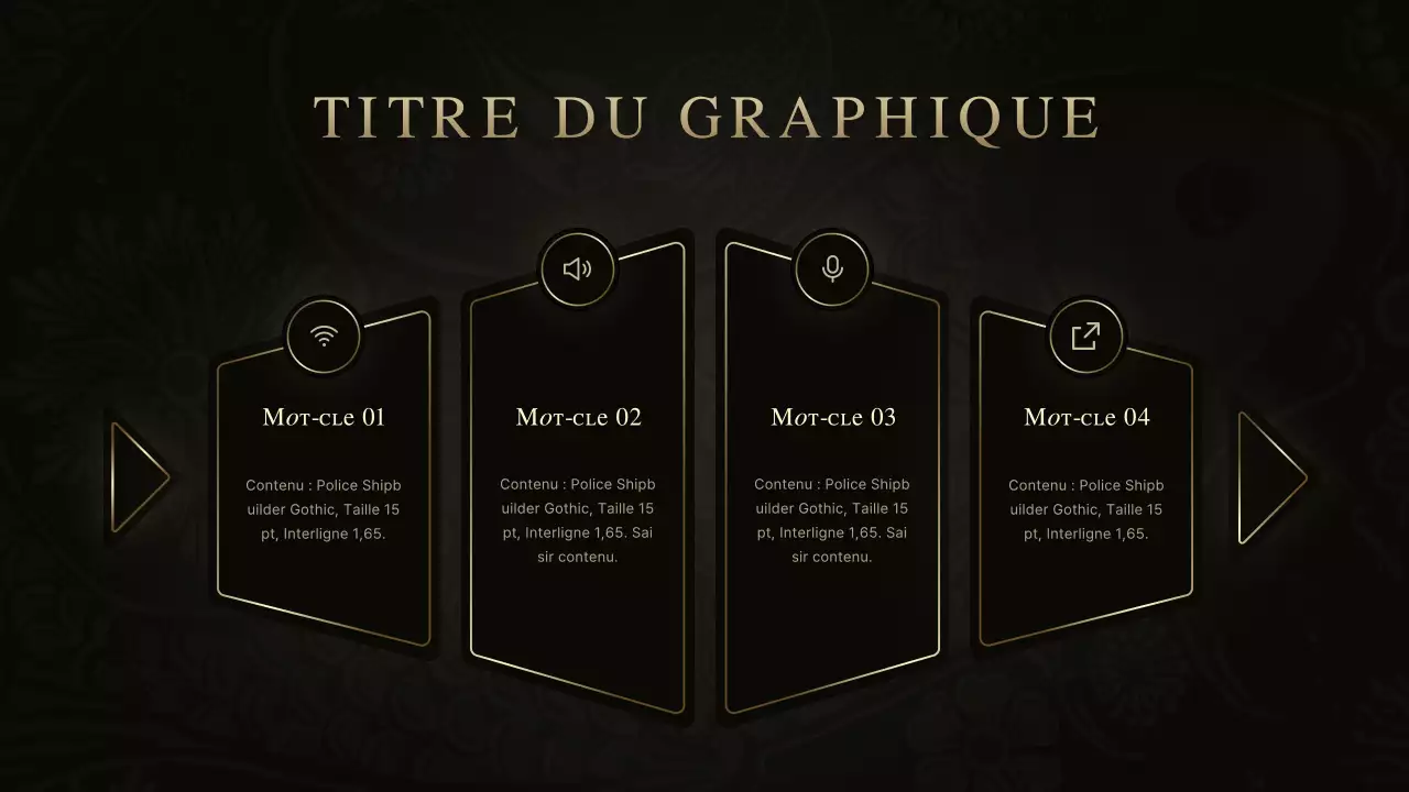 Tableau en arête de poisson Gourmet Jean Concept en noir et or