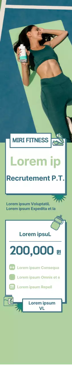 Bannière de promotion d'une réduction pour un groupe de gymnastique sur fond vert