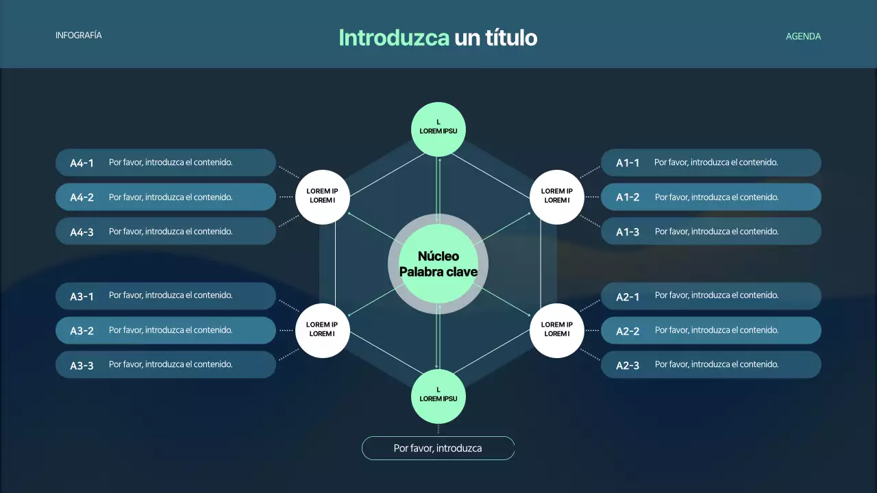 Infografía diagrama conceptual azul oscuro