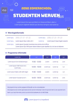 Werven voor een blauwe en eenvoudige zomervakantiecursus