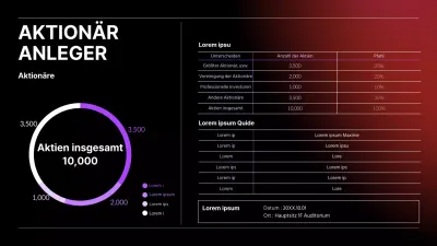 Gemischtes geschäftliches Tortendiagramm und Tabelle mit schwarzem Farbverlauf