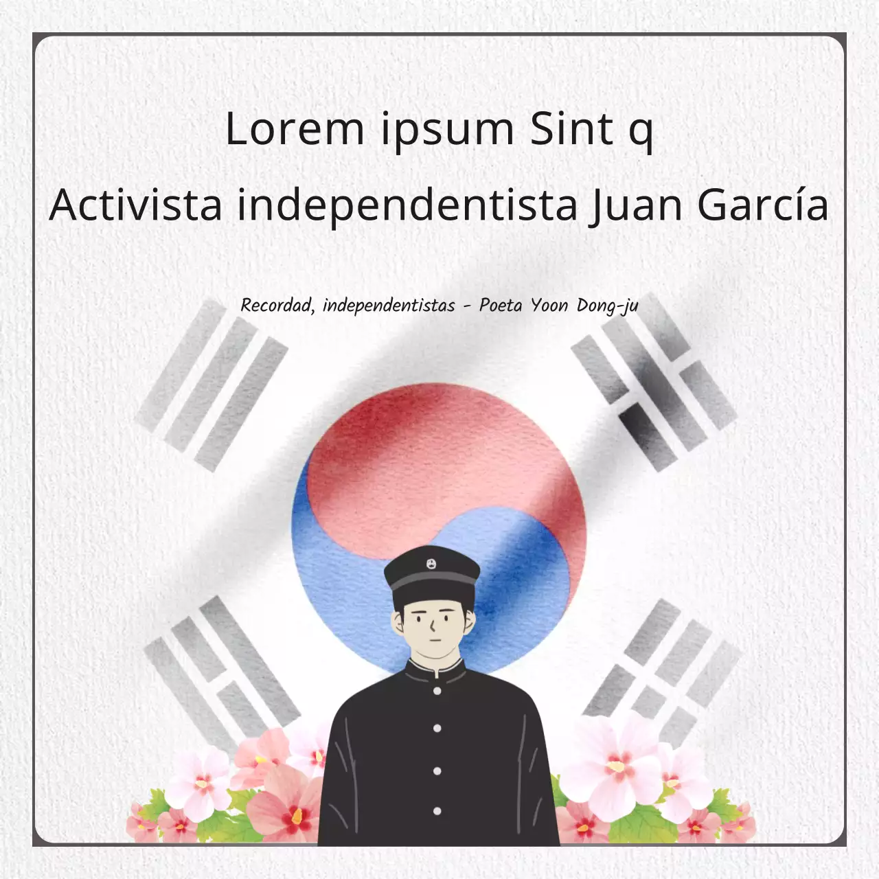 El poeta Yoon Dong-joo, orgulloso independentista coreano vestido de blanco y negro.