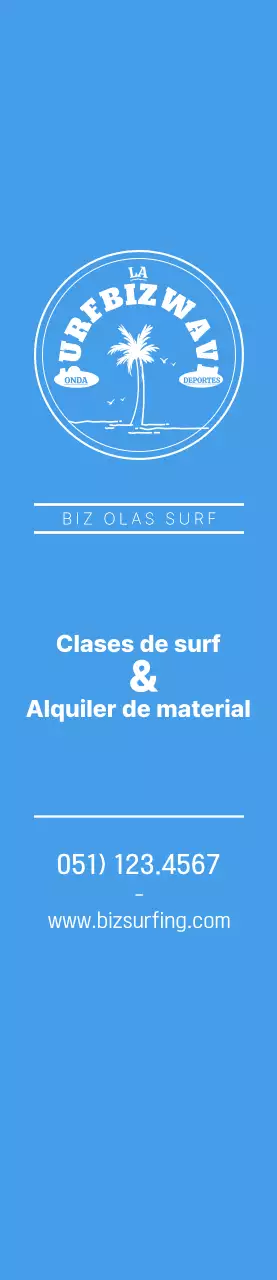 Un sencillo logotipo azul y amarillo con el emblema del surf para promocionar la tienda.