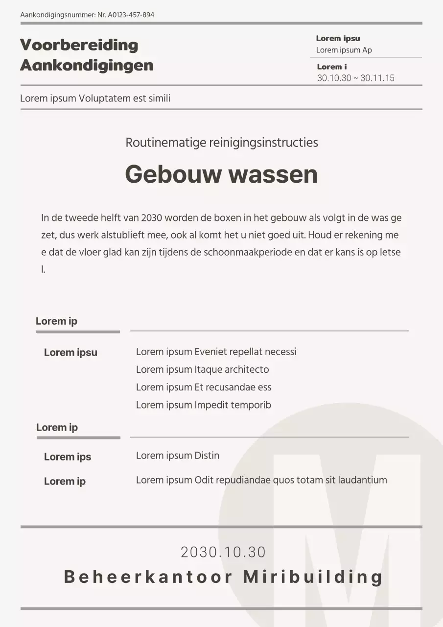 Strakke, grijstinten aankondigingsdocumentopmaak