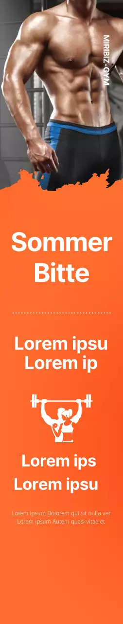 Werbebanner für eine Veranstaltung zur Eröffnung eines Fitnessstudios mit orangefarbenem Hintergrund