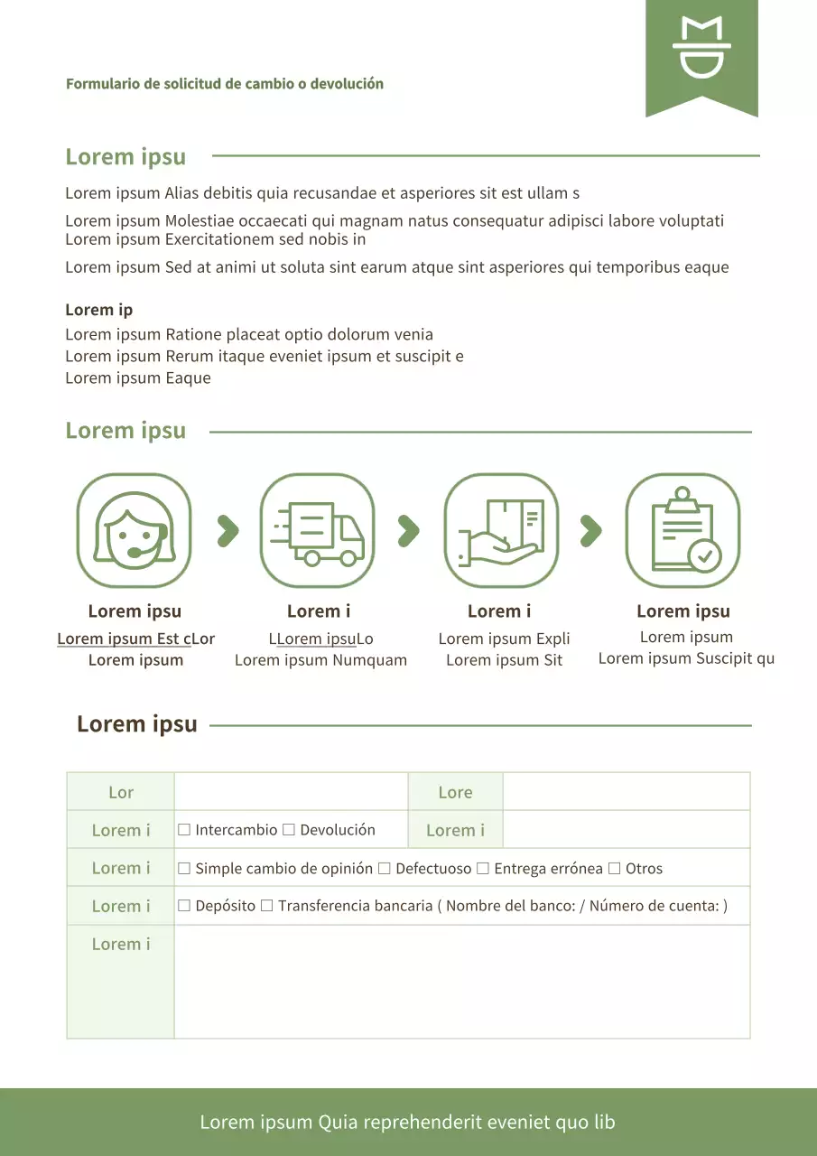 Pastel suave chartreuse Formulario de cambio o devolución
