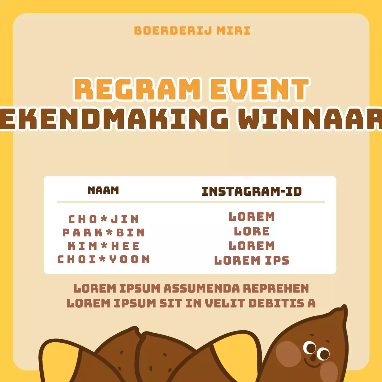 geel schattige zoete aardappel illustratie herfst regram evenement Instagram sociale media