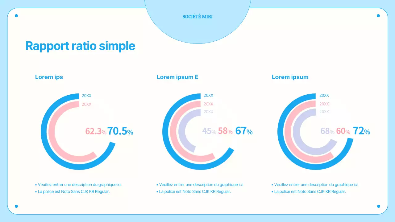 Graphiques et infographies avec des cercles dans des tons bleus pastel