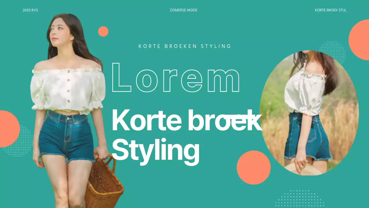 Zomer mode shorts styling met groen en stippenpatroon fotolijst