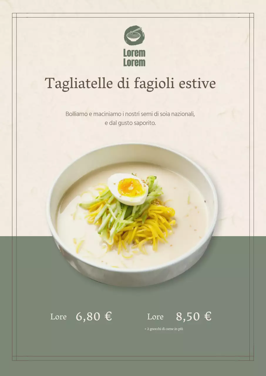 Poster gastronomico estivo con colori tenui