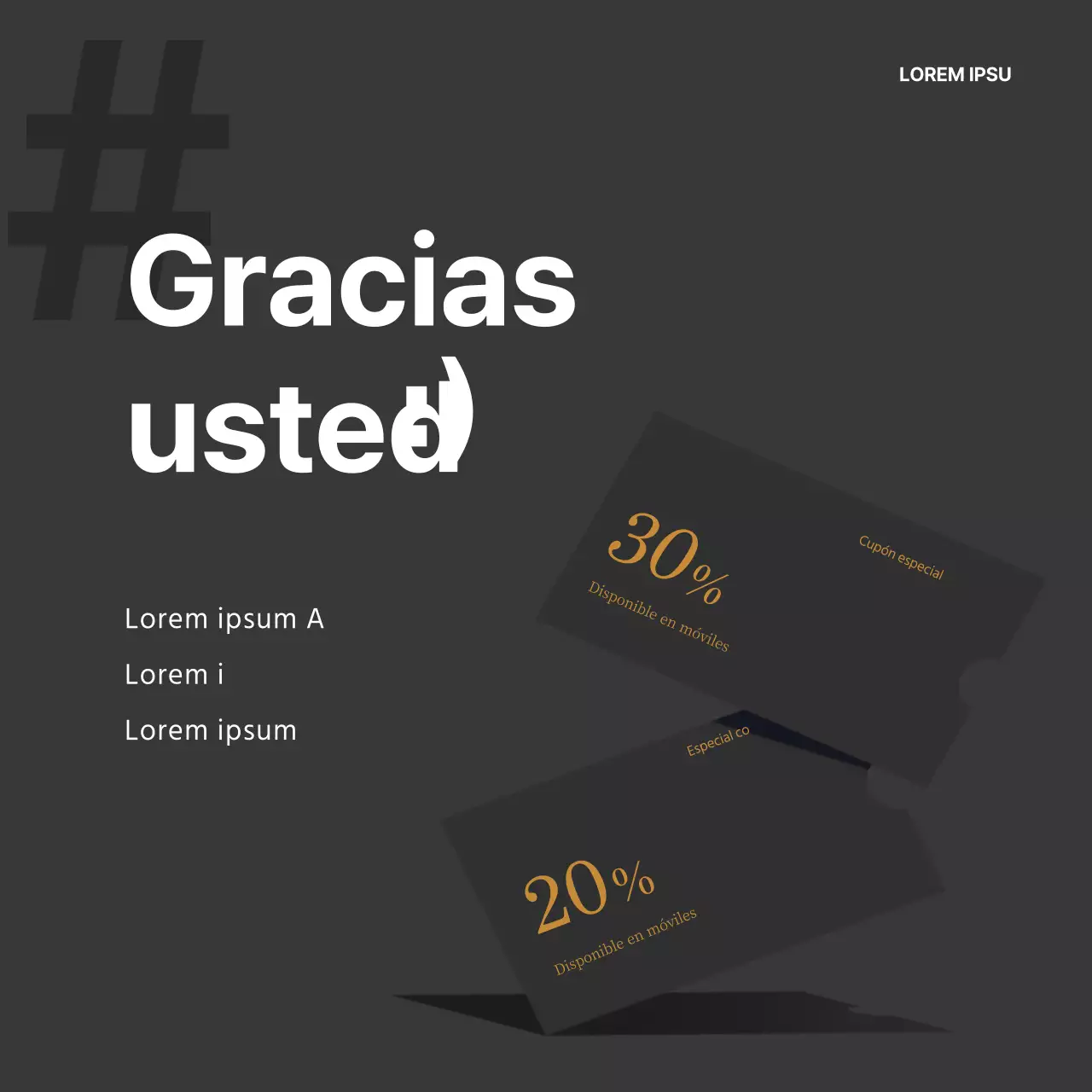 Banner del evento en blanco y negro con cupón destacado