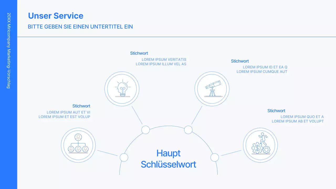 Business-Konzept-Kit mit blauen, minimalistischen und einfachen Linien