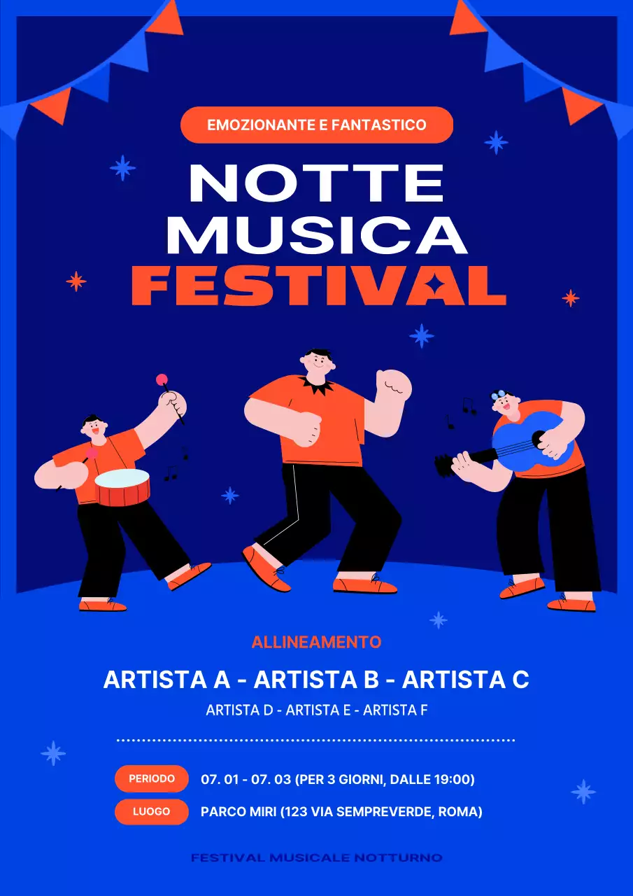 Calendario del festival musicale Blue and Red Summer Nights