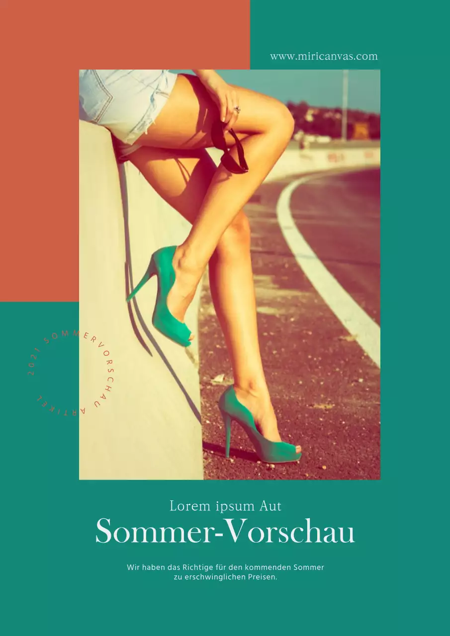 Ein schicker, grüner Flyer für eine Sommerveranstaltung in einem Einkaufszentrum.