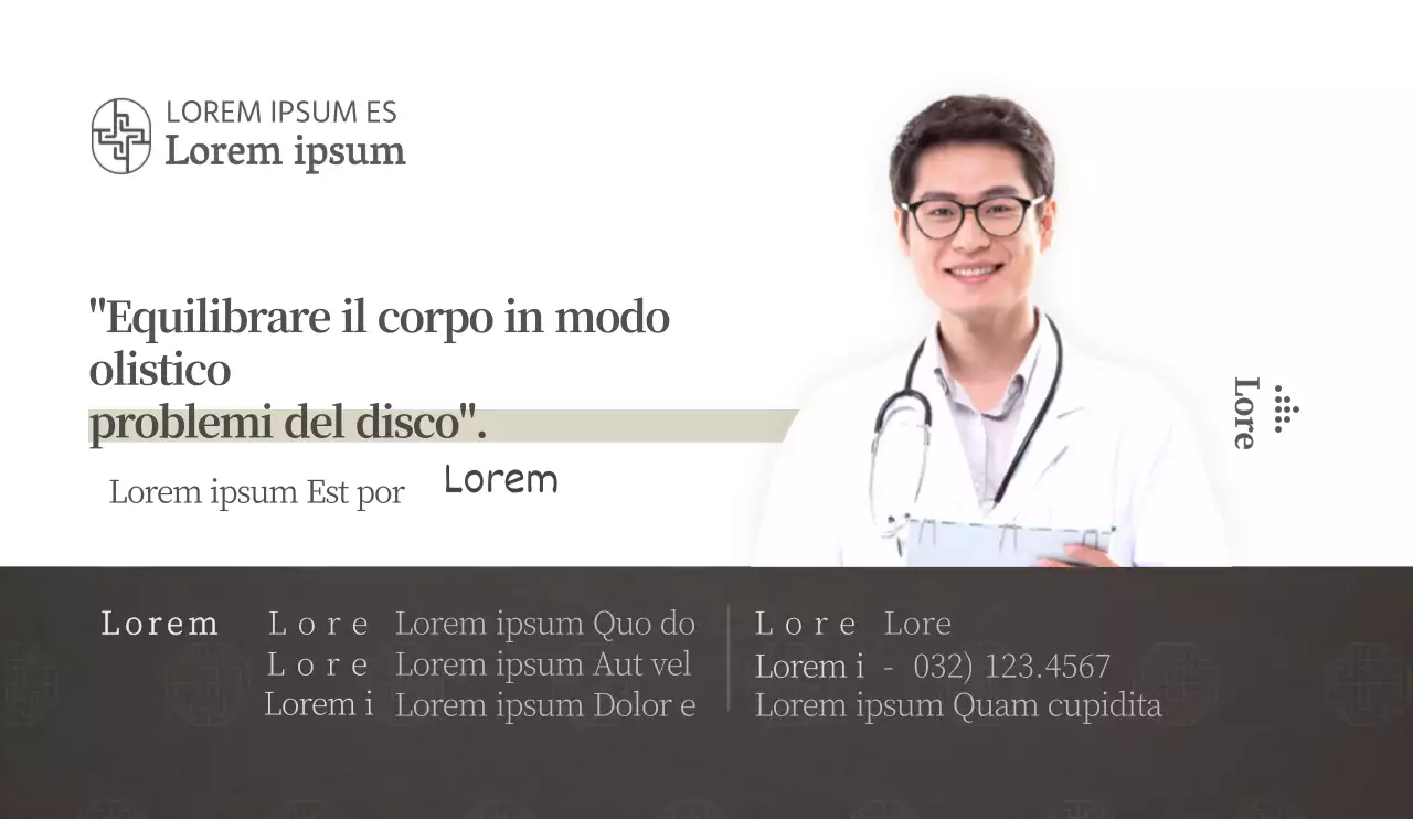 Stile pulito in marrone scuro e bianco Per informazioni e promozione della clinica.