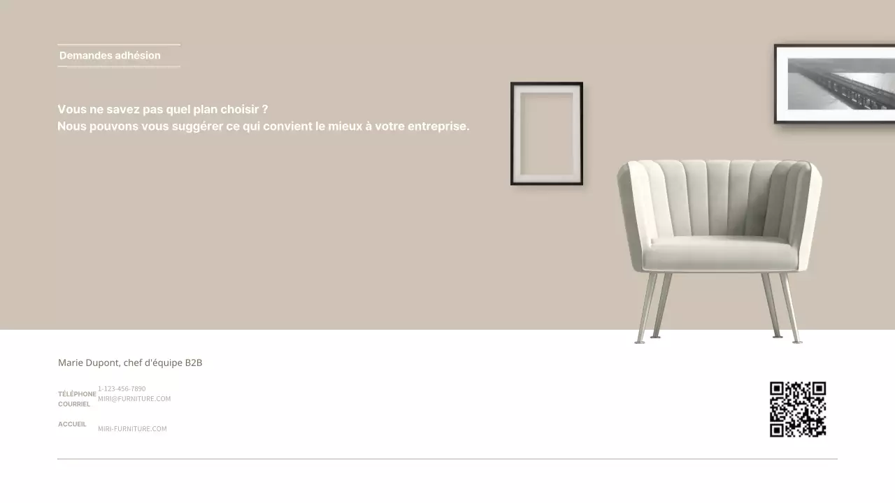 Présentation de la proposition de service d'affiliation du mobilier d'entreprise de Braunton