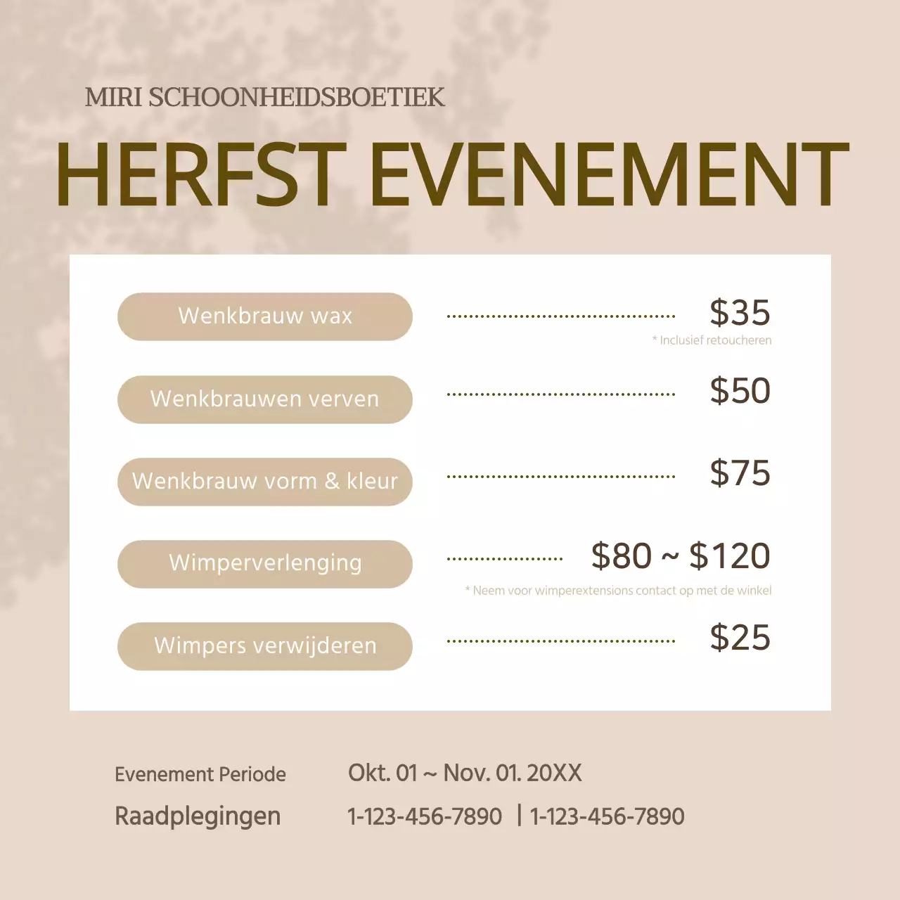 Pink Beige Calm Beauty Shop Herfstverkoop