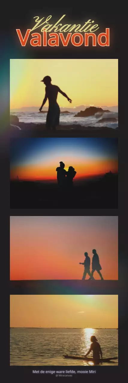 Emotionele fotolijst met netvormige fotolijst voor zonsondergang in zwart en geel