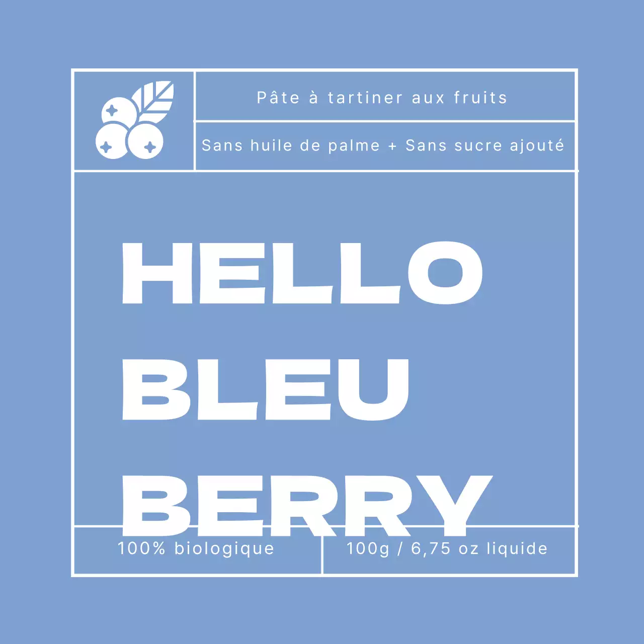 Étiquette de confiture de myrtilles