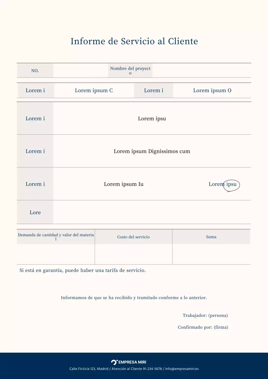 Informes sencillos de la Armada