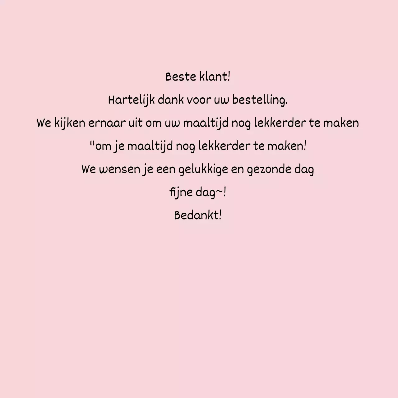 Bedanksticker voor levering