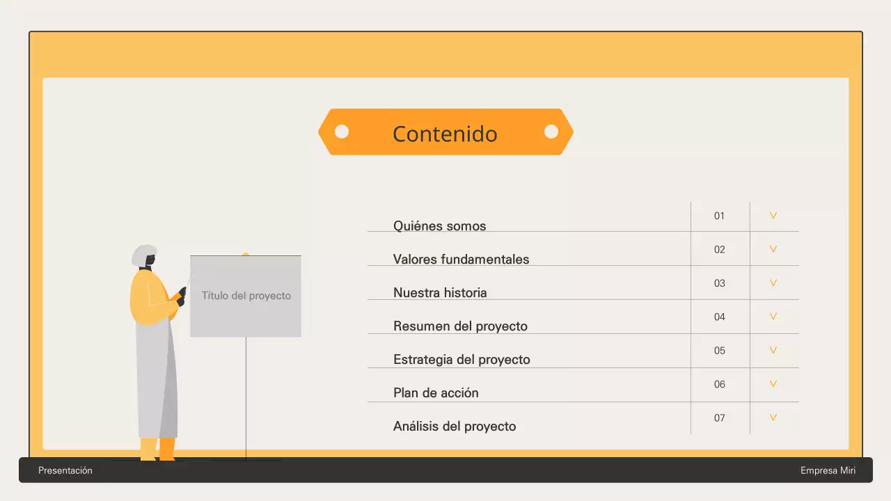Propuesta de negocio con elementos hexagonales amarillos