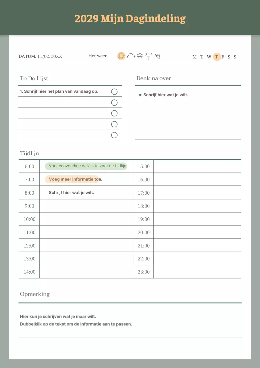 Nette dagplanner in groen en oranje
