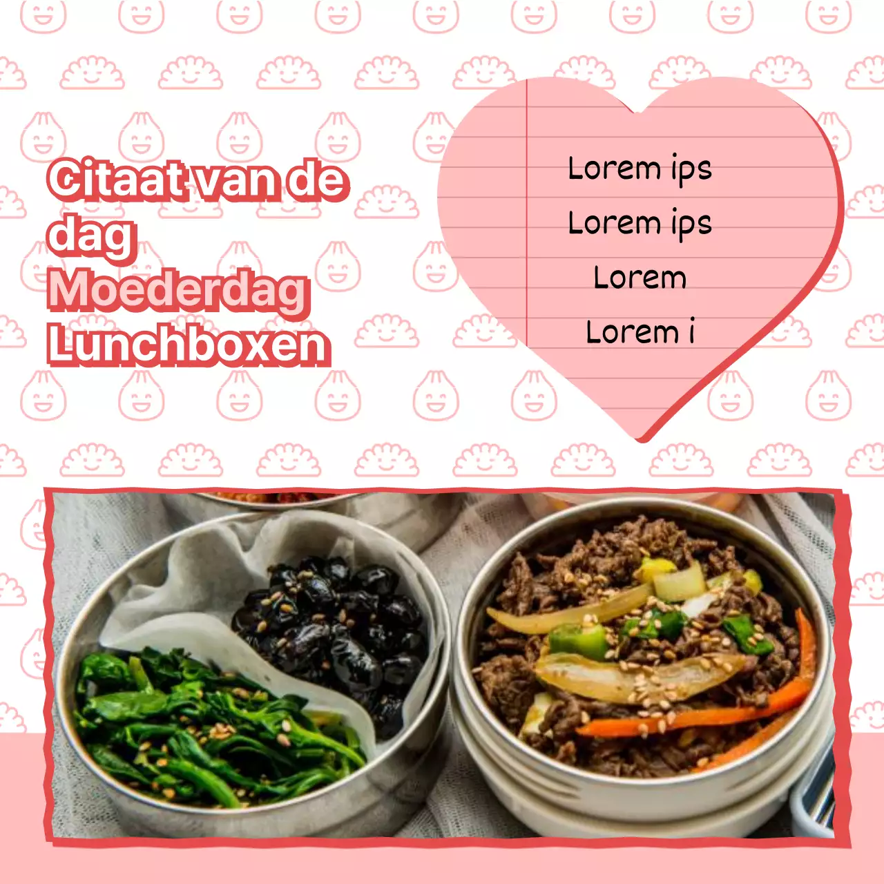 Roze en witte lunchbox maaltijdgids post