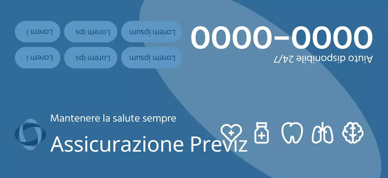 Un pezzo promozionale di una compagnia assicurativa con illustrazioni 3D e icone sanitarie dai toni scuri.