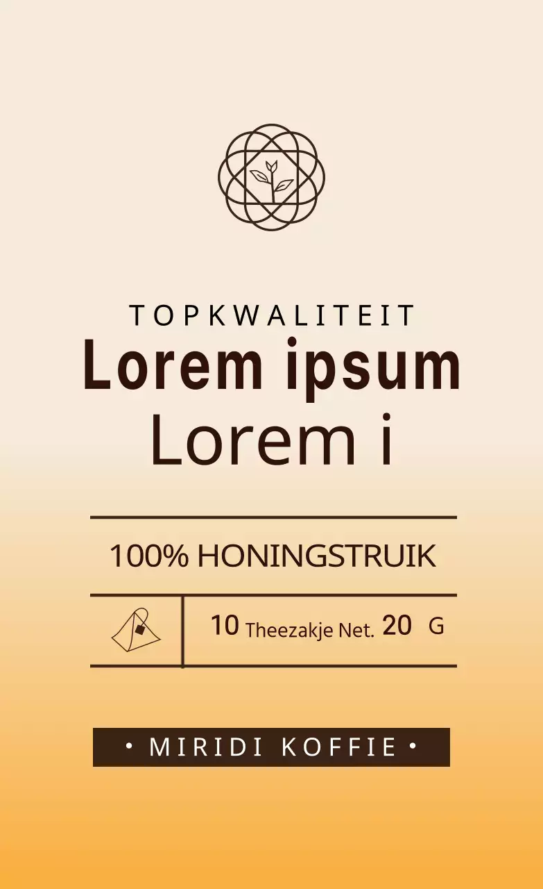 Geel geïllustreerd cafe honing thee label