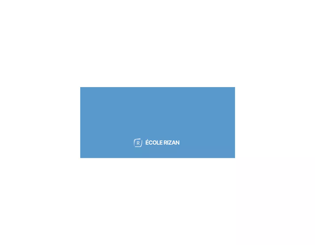 Texte et images simples en bleu clair pour promouvoir l'académie Lizian School.